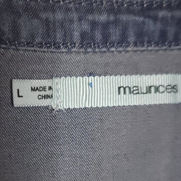 Maurices Womens Blue Lyocel Blend Lace Detail Button Down Large - Picture 4 of 6